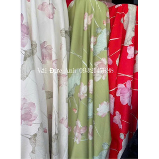 Vải lụa nhăn hoa sen may áo dài