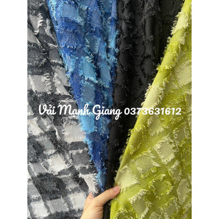 Vải linen lông kẻ ô vuông