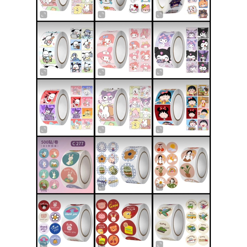 Cuộn 500 miếng dán hoạt hình ngộ nghĩnh, tem dán sticker hoạt hình cute