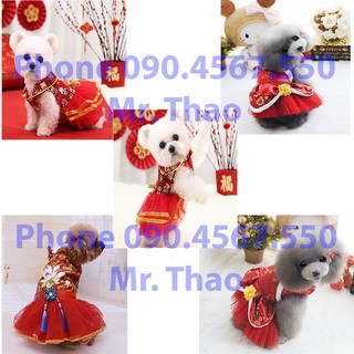 Váy Tết cho thú cưng - Quần áo Tết cho Chó Mèo - Quần áo Thú Cưng - Tet clothes for pets