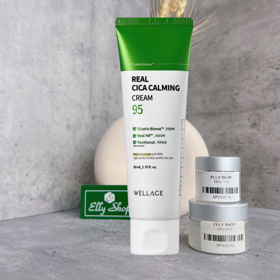 Kem dưỡng rau má Wellage phục hồi dịu da Real Cica Calming Cream 80ml