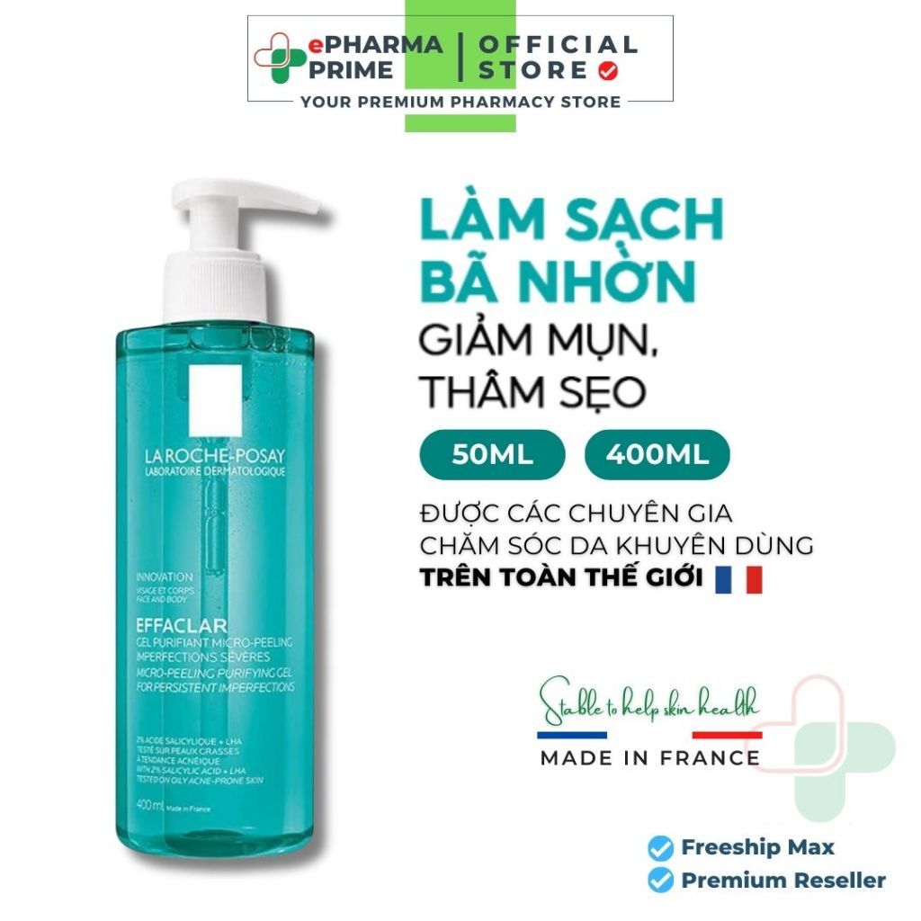 Gel Rửa Mặt & Tắm La Roche-Posay Effaclar Micro-Peeling Gel Cleanser Làm Sạch & Giảm Mụn