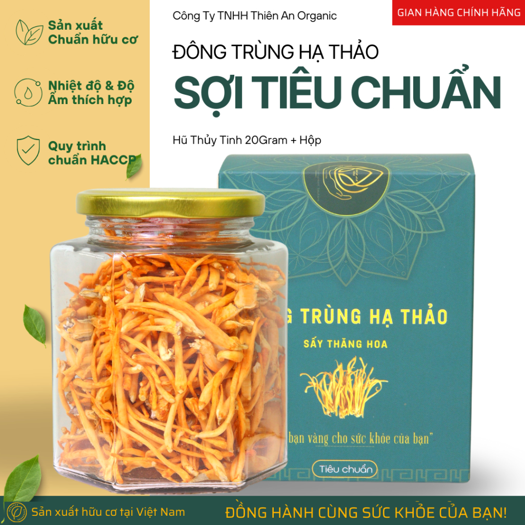 Đông trùng hạ thảo Thiên An Organic Sợi Tiêu chuẩn 10gram dễ ngủ ổn định tim mạch và tăng cường sức khỏe