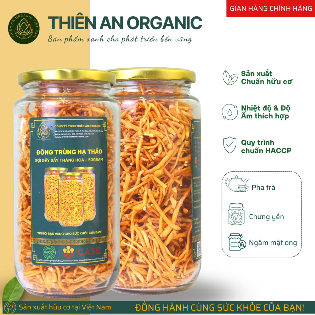 Hũ 50gram Sợi Gãy Đông Trùng Hạ Thảo Sấy Thăng Hoa Dùng Hãm Trà Chưng Yến Ngâm Mật Ong Giúp Tăng Cường Sức Khỏe