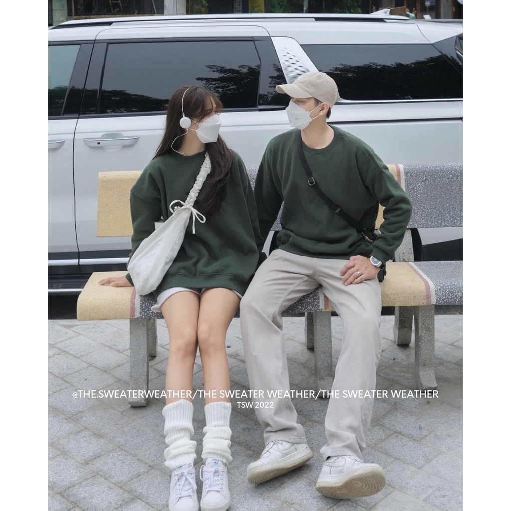 Áo sweater nỉ bông trơn cổ tròn OVERSIZE, nam nữ mặc đôi unisex AO42