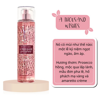 BILL A THOUSAND WISHES BBW USA XỊT THƠM DƯỠNG THỂ BODY MIST BATH & BODY WORKS - BODY CREAM