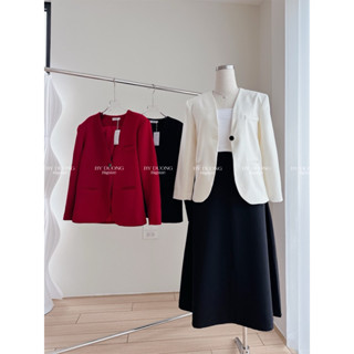 Blazer không cổ 1 nút dài tay basic BIGSIZE (55-85KG) QB08 - [BY DUONG BIGSIZE]