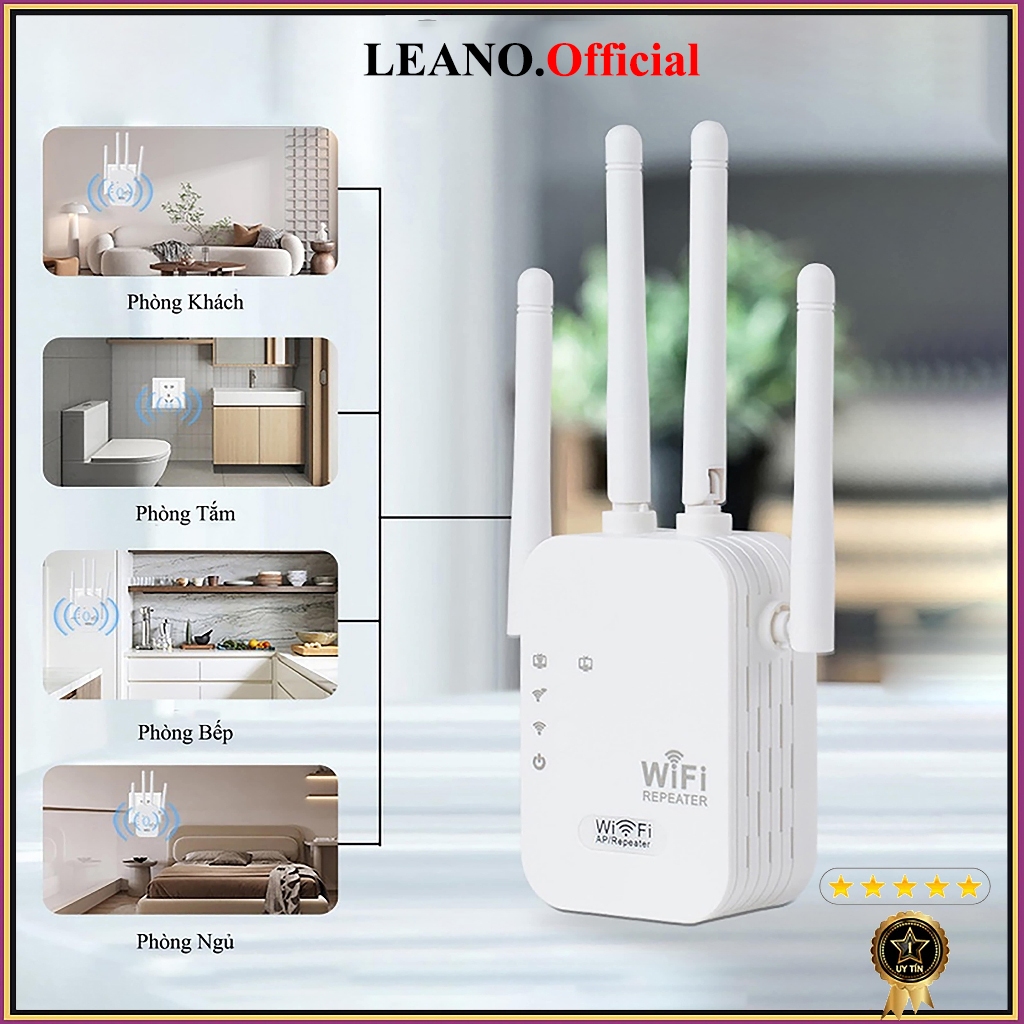 Bộ kích sóng wifi LEANO tốc độ cao 1200Mbps, Repeater wifi hàng chính hãng bảo hành 12 tháng