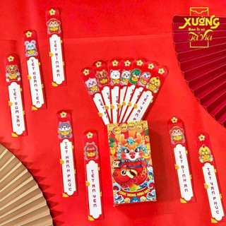 Bộ lì xì gieo quẻ hottrend( hộp + 12 quẻ lì xì tết)
