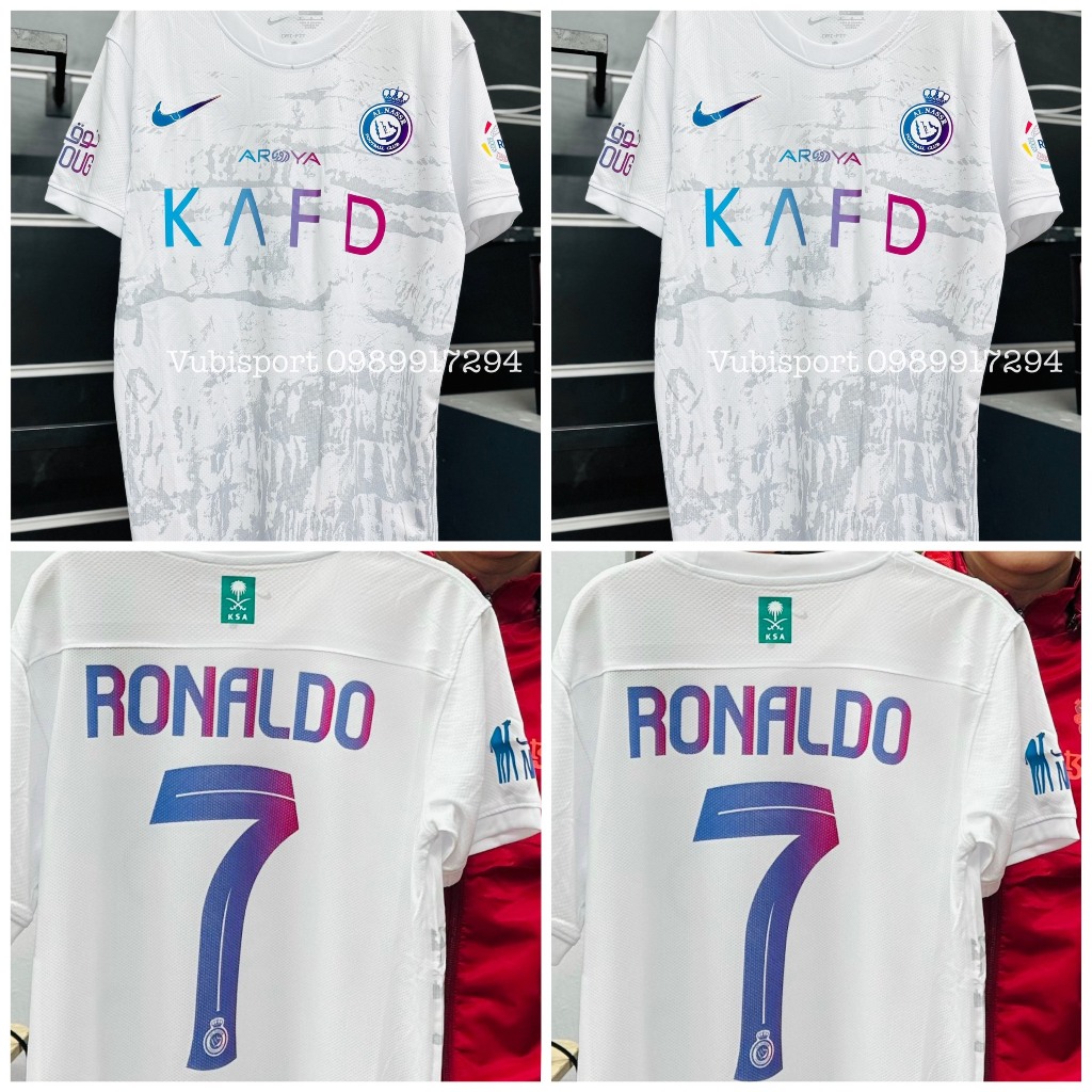 Set bộ quần sao bóng đá ả rập al nassr màu trắng xám ghi 3d cr7 2023 2024