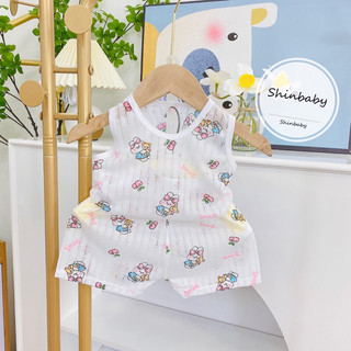 Bộ cotton giấy ba lỗ mỏng mát cho bé nhiều họa tiết dễ thương