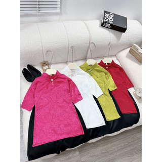 Áo dài cách tân bé gái, set áo dài lụa cổ nơ 3 màu xinh xắn cho bé 10-32kg
