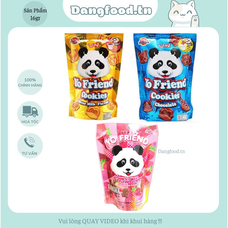 Bánh Gấu Thái Lan Yo Friend Cookies 25gr - Hương Vị Socola Và Sữa Chấm Kem Tuyệt Vời