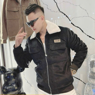  Áo khoác nam hàng quảng châu áo da nam 2 túi lót lông cực ấm phong cách hàn quốc mẫu mới nhất . 
