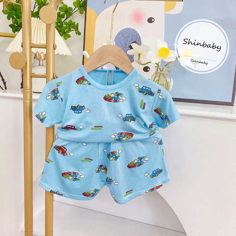Set 5 bộ thun lạnh cộc tay siêu mềm mát nhiều hình in dễ thương cho bé