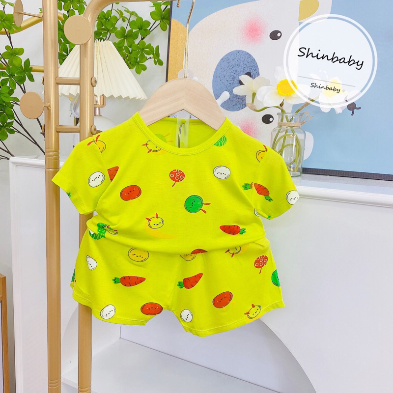 Set 5 bộ thun lạnh cộc tay siêu mềm mát nhiều hình in dễ thương cho bé