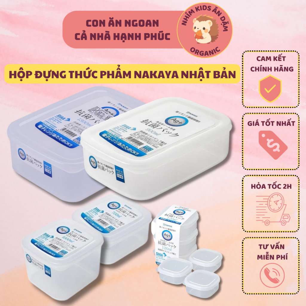 Hộp trữ đông/ hộp trữ thức ăn Nakaya nắp dẻo (nhãn xanh dương) 120m l/ 1 lít/1,3 lít/ 2 litts