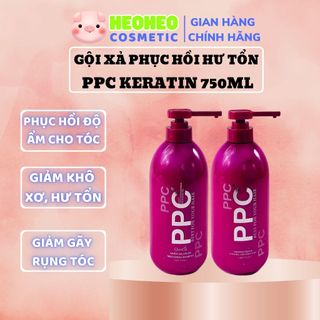 Dầu gội dầu xả ppc keratin 750ml- dầu gội xả phục hồi hư tổn tóc chuyên sâu heoheocosmetic