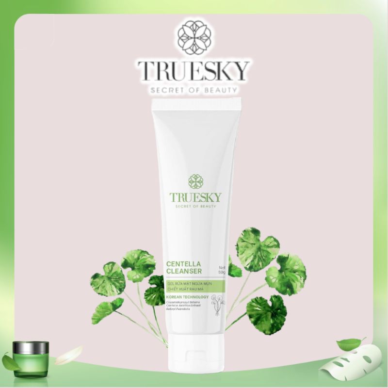 Gel rửa mặt ngăn ngừa mụn Truesky chiết xuất rau má 50g