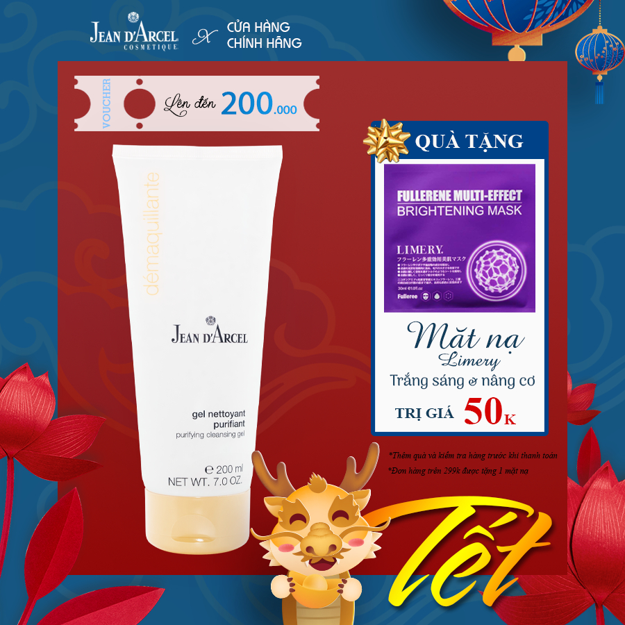 Sữa rửa mặt tạo bọt cho da dầu mụn Jean D'Arcel 200ml _ JDA Purifying Clearing Gel J158