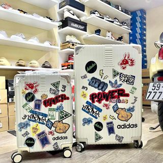 Vali Adidas sticker màu trắng sữa size 20,size 28 Cao cấp