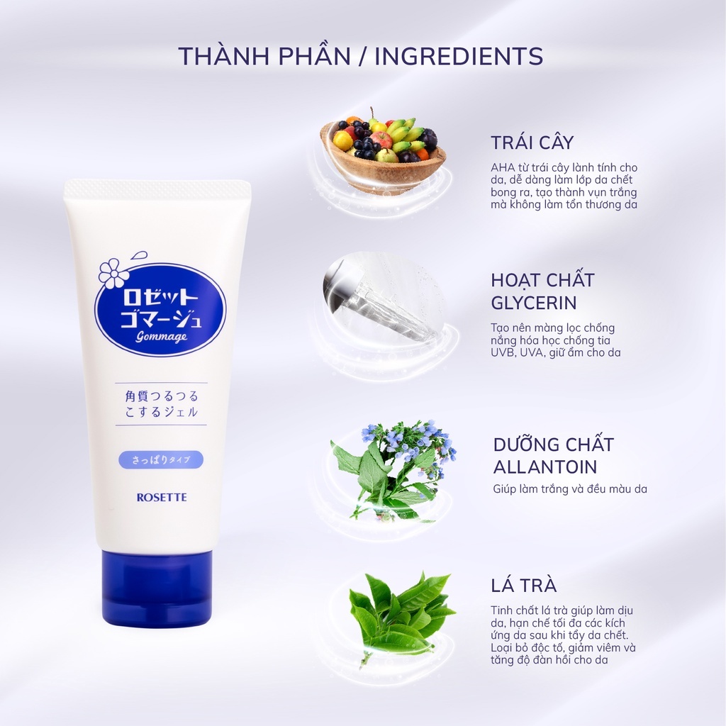 Tẩy Tế Bào Chết Mặt Rosette Peeling Gel Nhật Bản Phù Hợp Cho Da Nhạy Cảm 120g