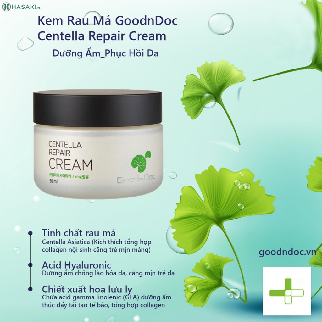 Kem Dưỡng Rau Má Goodndoc Centella Repair Cream 50ml Dưỡng Ẩm Và Tăng Tổng Hợp Collagen.