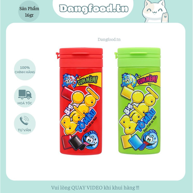 Kẹo Cao Su Thổi Gum Mềm Big Babol Tô Màu - Hộp 16gr