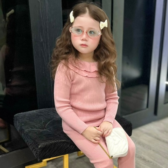 Áo len cao cổ cho bé gái chất len lông thỏ dệt kim Hapykids