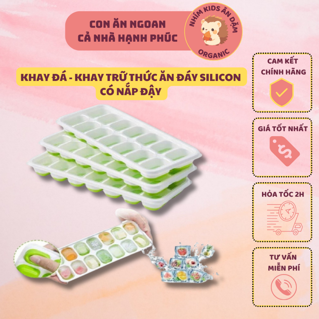 Khay trữ đông đế silicon tiện lợi lấy ra dễ dàng