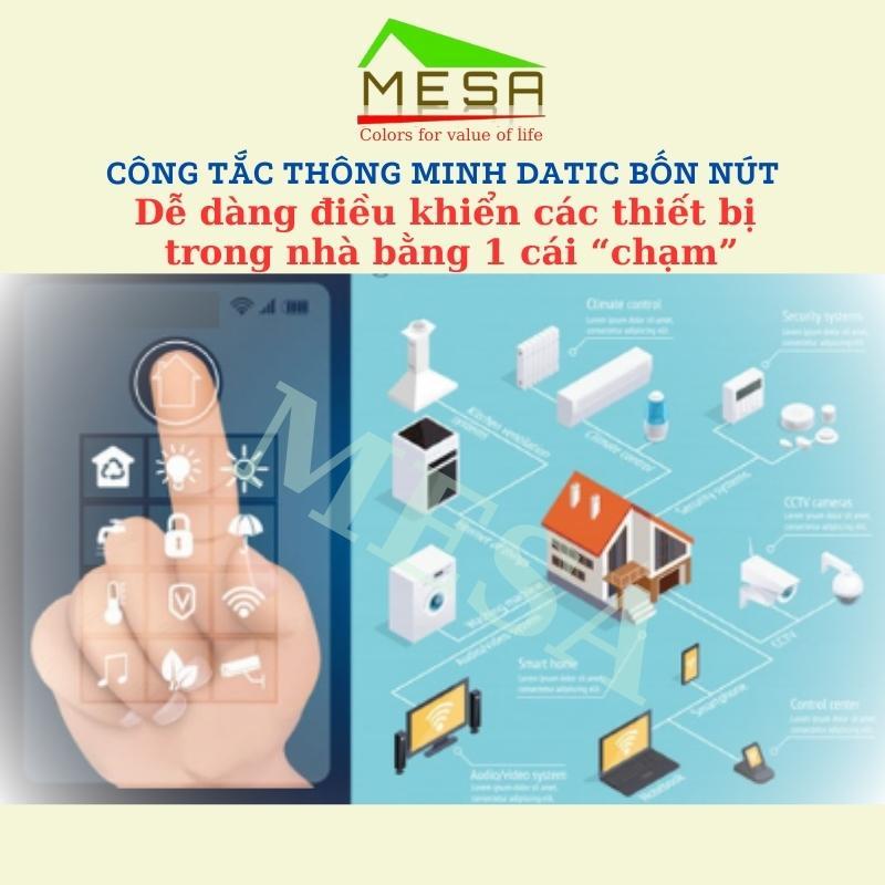 Công Tắc Thông Minh Hunonic Datic Loại 4 Nút, Kết Nối Wifi Điều Khiển Mọi Thiết Bị Đèn Điện Từ Xa Qua Điện Thoại