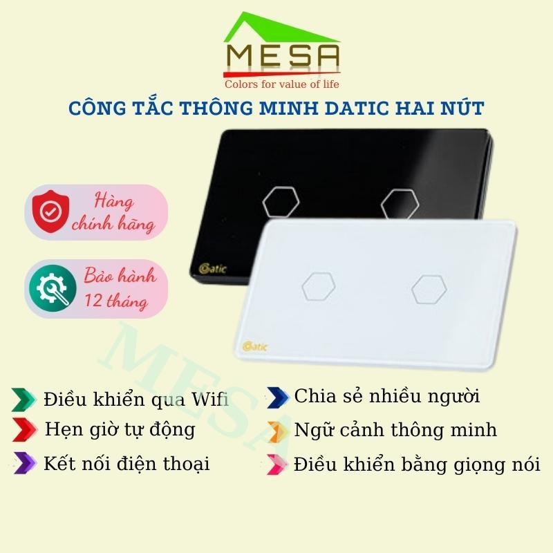 Công Tắc Thông Minh Hunonic Datic Loại 2 Nút, Kết Nối Wifi Điều Khiển Mọi Thiết Bị Đèn Điện Từ Xa Qua Điện Thoại