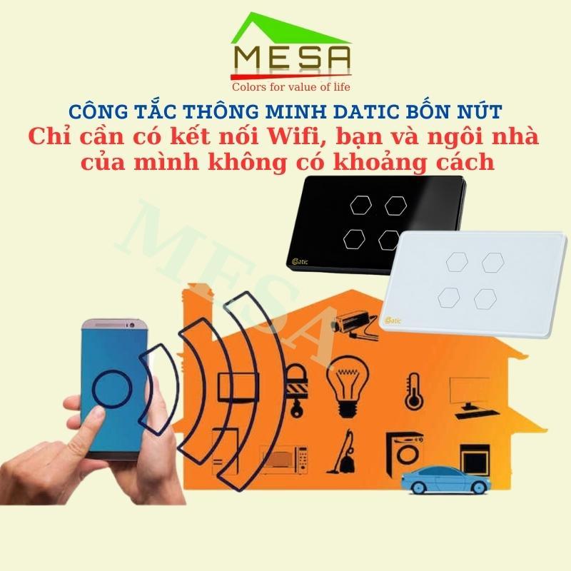 Công Tắc Thông Minh Hunonic Datic Loại 4 Nút, Kết Nối Wifi Điều Khiển Mọi Thiết Bị Đèn Điện Từ Xa Qua Điện Thoại