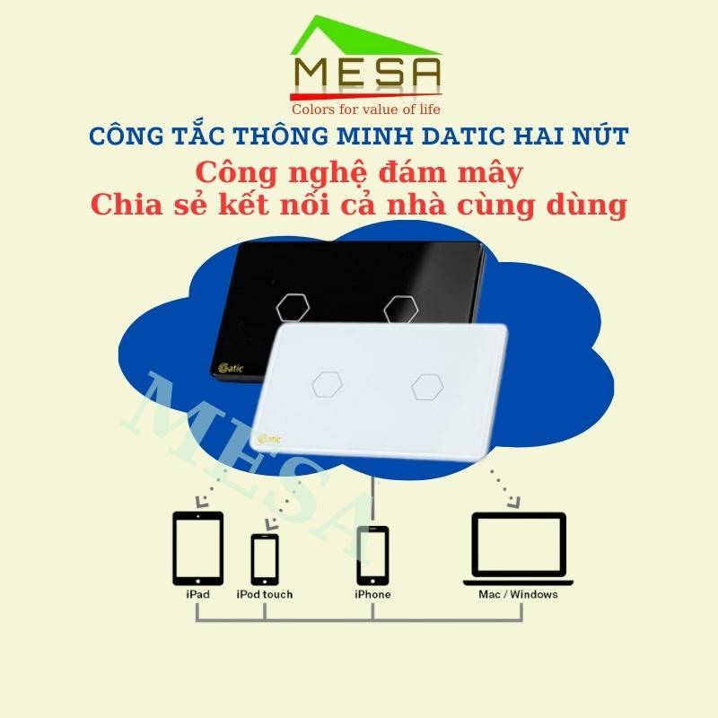 Công tắc thông minh Hunonic Datic 2 nút kết nối Wifi điều khiển mọi thiết bị từ xa qua điện thoại, 2 màu đen và trắng