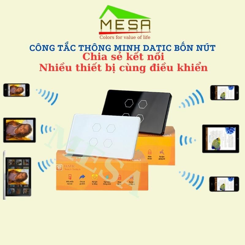 Công Tắc Thông Minh Hunonic Datic Loại 4 Nút, Kết Nối Wifi Điều Khiển Mọi Thiết Bị Đèn Điện Từ Xa Qua Điện Thoại