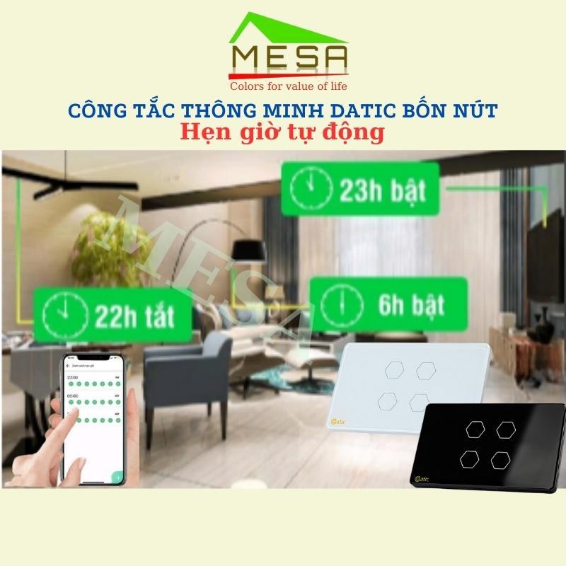 Công Tắc Thông Minh Hunonic Datic Loại 4 Nút, Kết Nối Wifi Điều Khiển Mọi Thiết Bị Đèn Điện Từ Xa Qua Điện Thoại