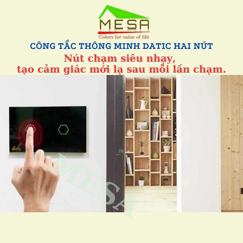 Công tắc thông minh Hunonic Datic 2 nút kết nối Wifi điều khiển mọi thiết bị từ xa qua điện thoại, 2 màu đen và trắng