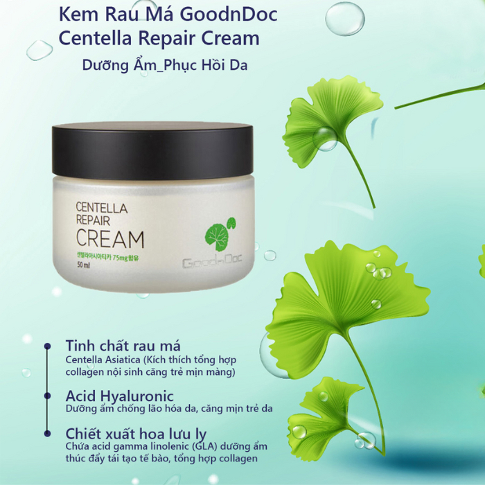 Kem Dưỡng Rau Má Goodndoc Centella Repair Cream 50ml Dưỡng Ẩm Và Tăng Tổng Hợp Collagen.