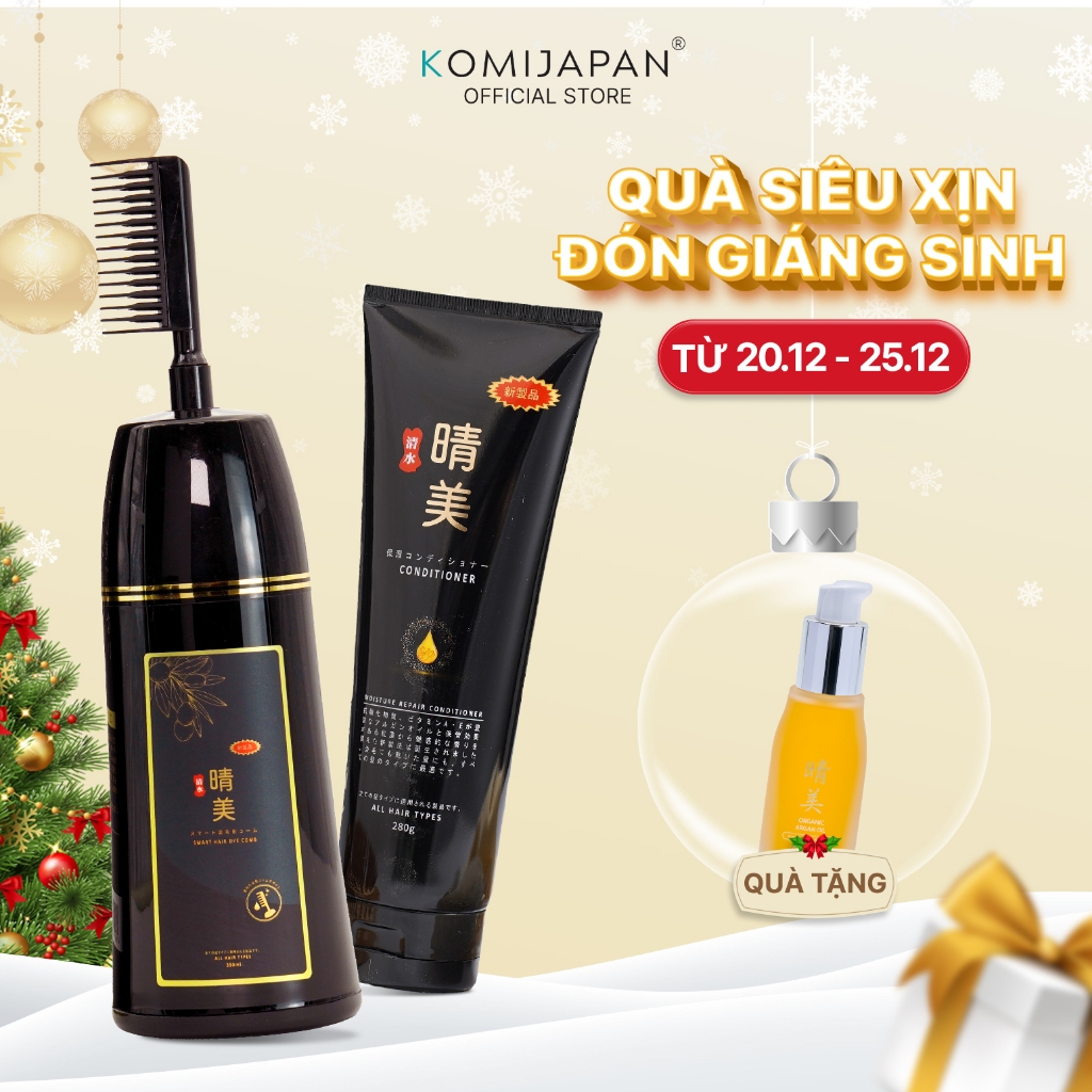 Combo Lược nhuộm Komi Nhật Bản , Dầu xả Komi Nhật Bản nhuộm màu nhanh chóng giữ màu bền lâu