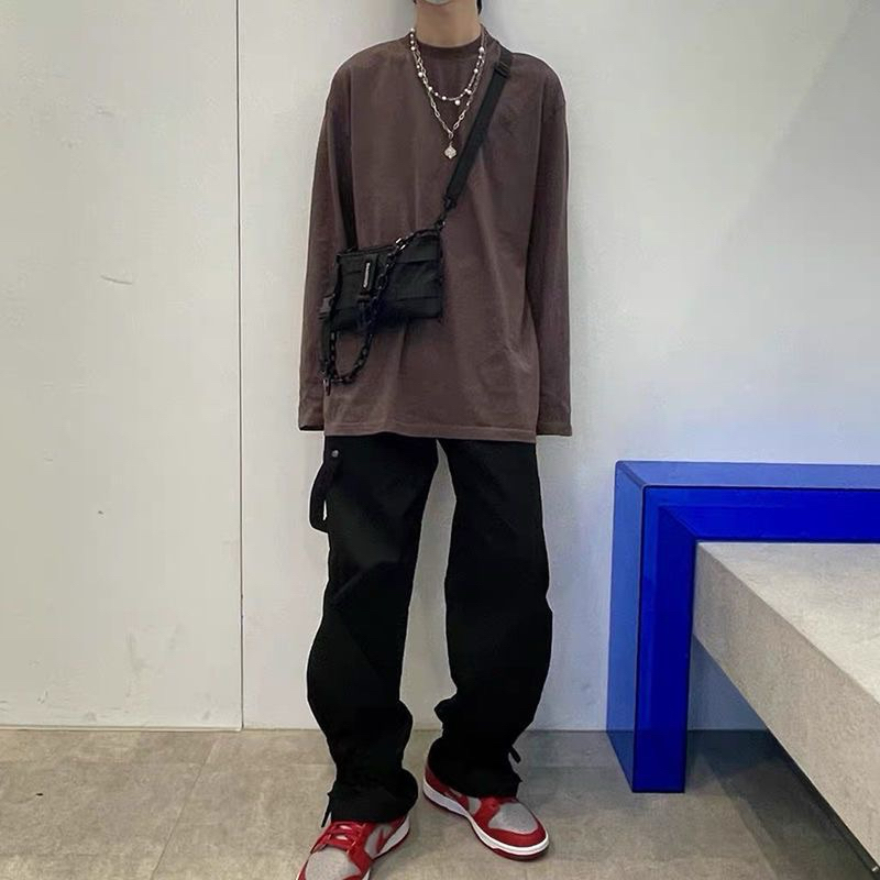 Túi Đeo Trước Ngực Chain Dạ Quang Màu Đen Unisex Quảng Châu Street Style Menswear Đi Quẩy Rave Fanny Bag Ngầu Darkwear