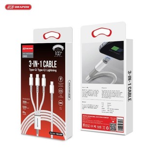 Cáp sạc nhanh 3 đầu cổng c drapow cx03 công suất 12w mỗi cổng