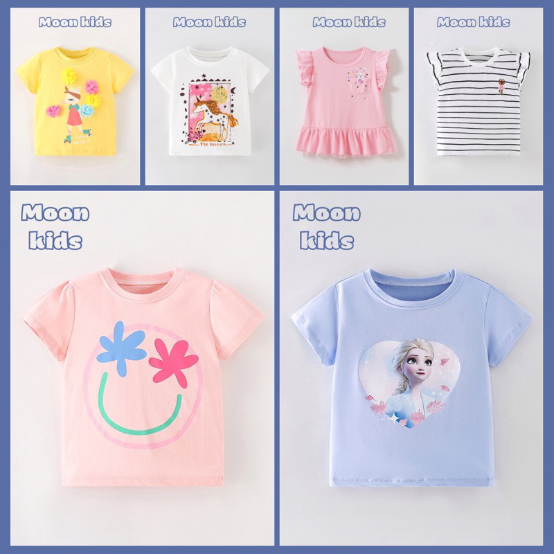 Áo cộc tay bé gái Little Maven áo cotton hè LM01