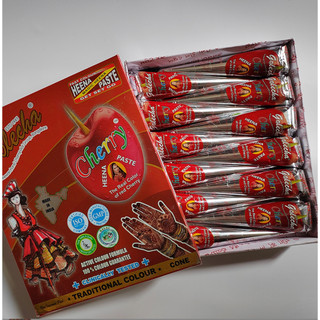 Mực henna Golecha đỏ cherry vỏ bạc chính hãng