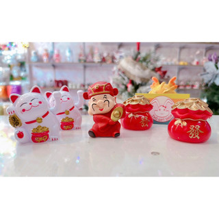 TƯỢNG MINI THẦN TÀI-MÈO MAY MẮN-HŨ VÀNG-RỒNG VÀNG