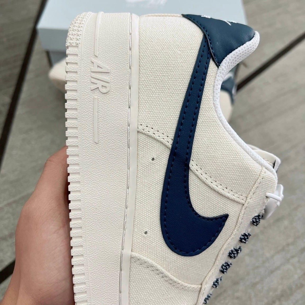 Giày Air Force 1 Canvas Navy, Giày Sneaker_AF1 Vải Canvas Bản Lỗ Phong cách Thể Thao Dễ Phối Đồ Nam Nữ - Full Bill Box
