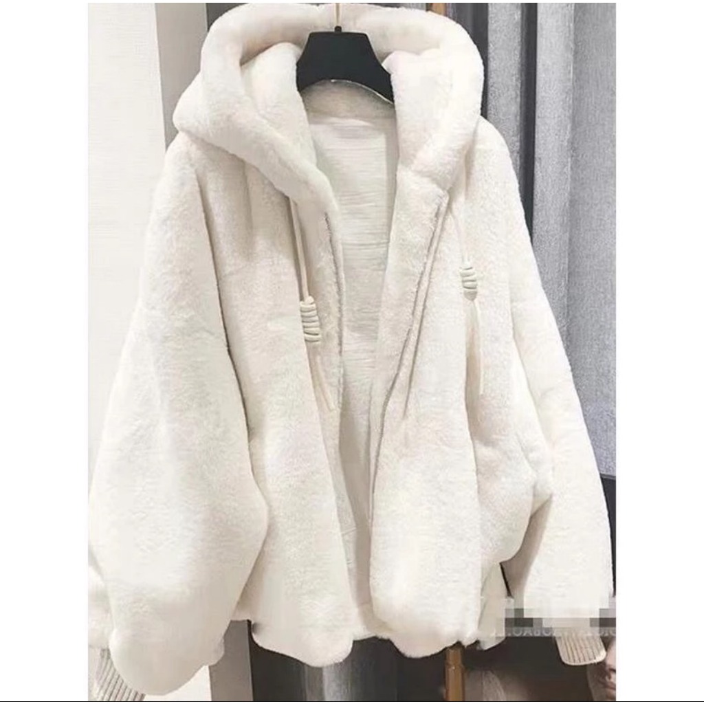 Áo Khoác Lông Thỏ Trắng Siêu Mượt Chất Mịn Fomr Unisex Nam Nữ Cao Cấp Có Mũ