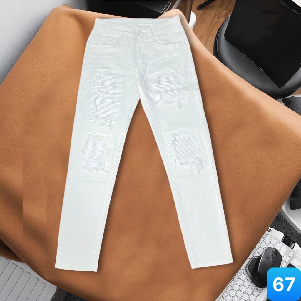 Quần Jean Nam Rách Vá Da chất bò cotton co dãn Quần rin nam Ptz.boutique NHIỀU MẪU ĐẸP QS226