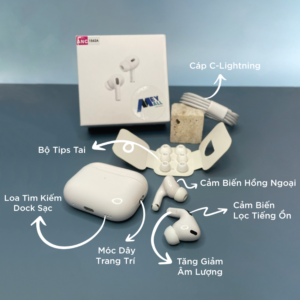 Tai nghe Pro2 ANC hàng xáchtay Nhật cao cấp chống ồn chủ động cho mọi dòng máy - Tặng ốp cute - Bảo hành 1 năm - MeyMall