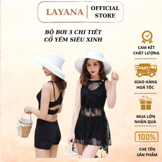 Bộ Tắm 3 Chi Tiết LAYANA Bộ ở trong Vừa đi biển vừa tập thể thao, GYM có áo ren ngoài siêu đẹp_LAYANA STORE