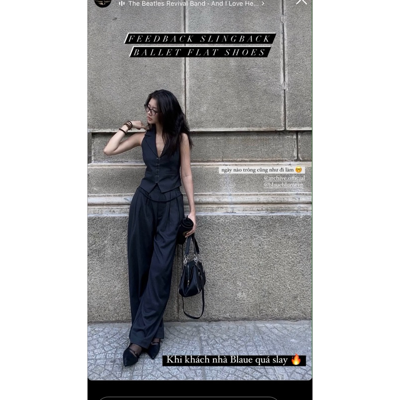 𝐁𝐥𝐚𝐮𝐞𝐁𝐥𝐮𝐦𝐞🦋(Sẵn - Form to lùi 1 size) Giày Slingback Ballet quai ngang nữ Mũi nhọn